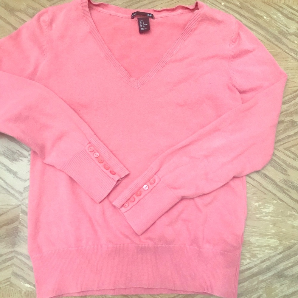Pink V-neck sweater
